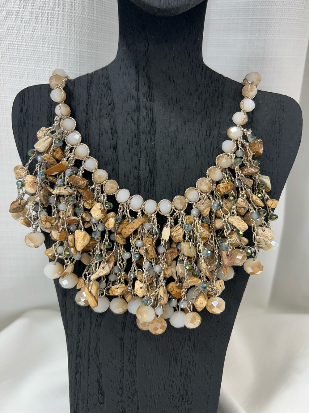 Beaded Fringe Statement Necklace
